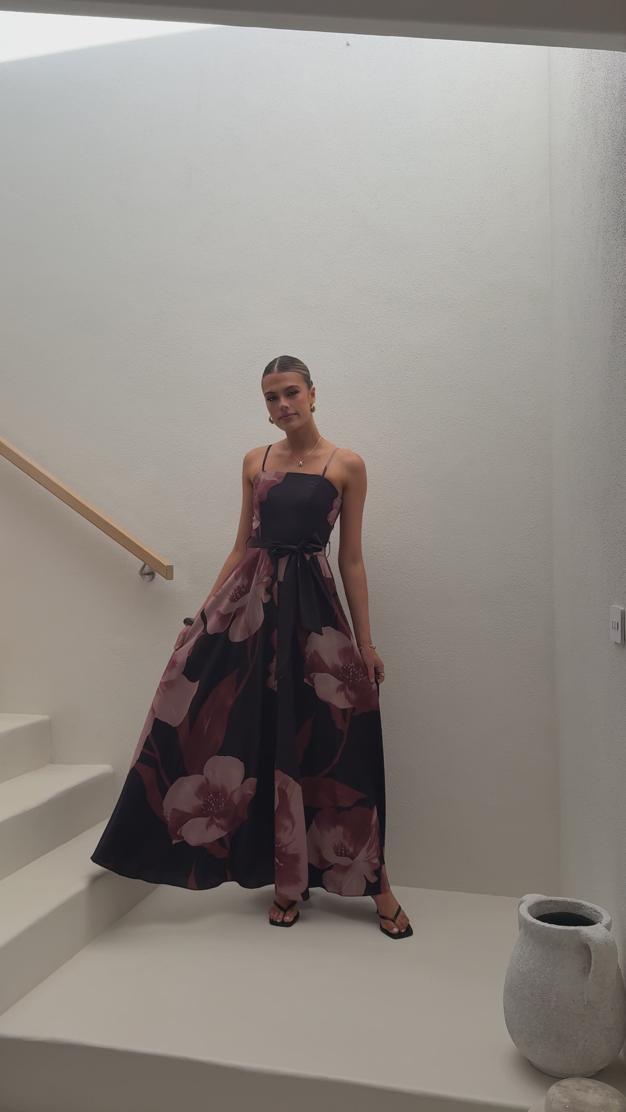 Carson Maxi Dress - Black/Wine Floral